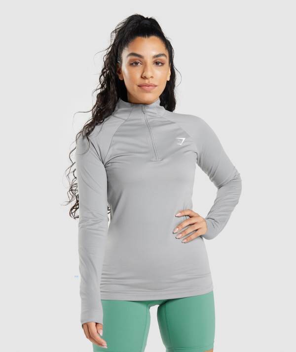 Damske Pulovre Gymshark Training 1/4 Zip Siva | VG6713259